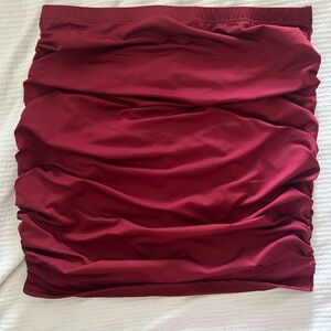 Women's Burgundy Ruched Skirt - Elastic Waist - Butt Scrunch